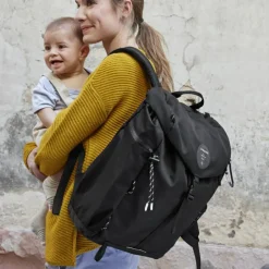 Sac à dos à langer en polyester recyclé noir Outdoor Green Label