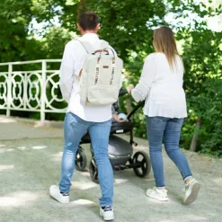 Sac à dos à langer Family club signature blanc cassé