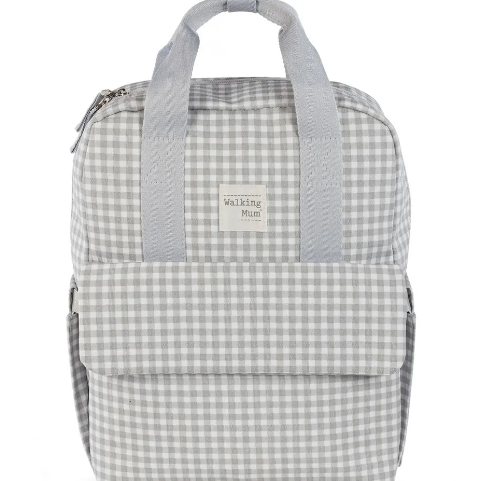 Sac à dos à langer I love vichy gris