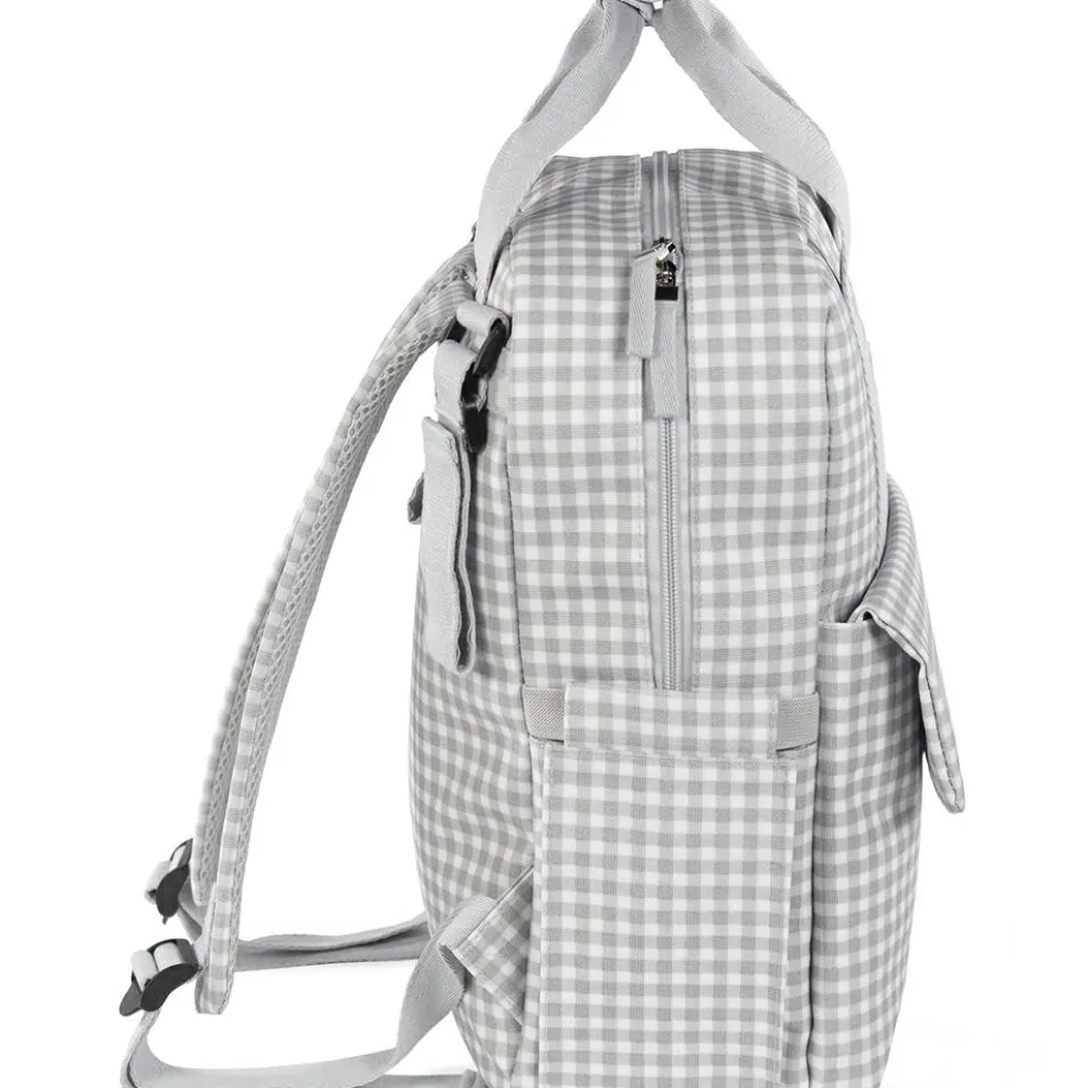 Sac à dos à langer I love vichy gris