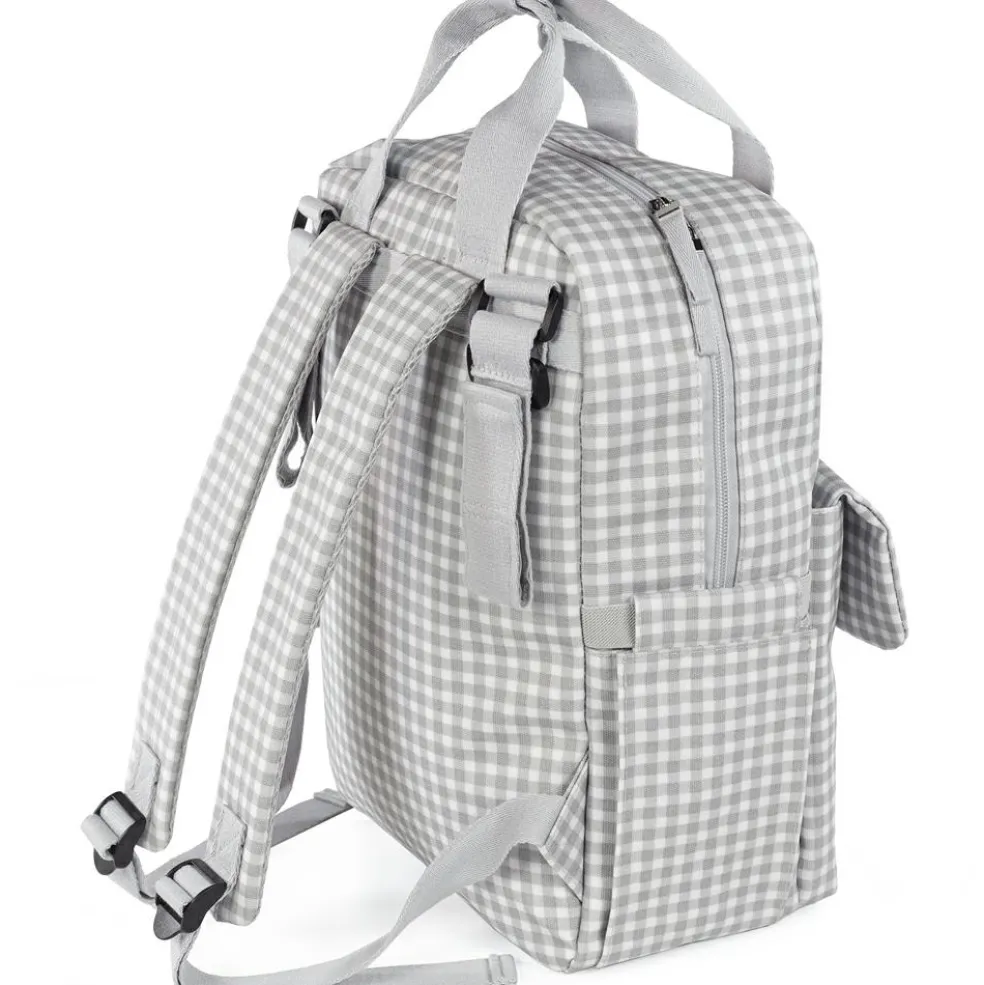 Sac à dos à langer I love vichy gris