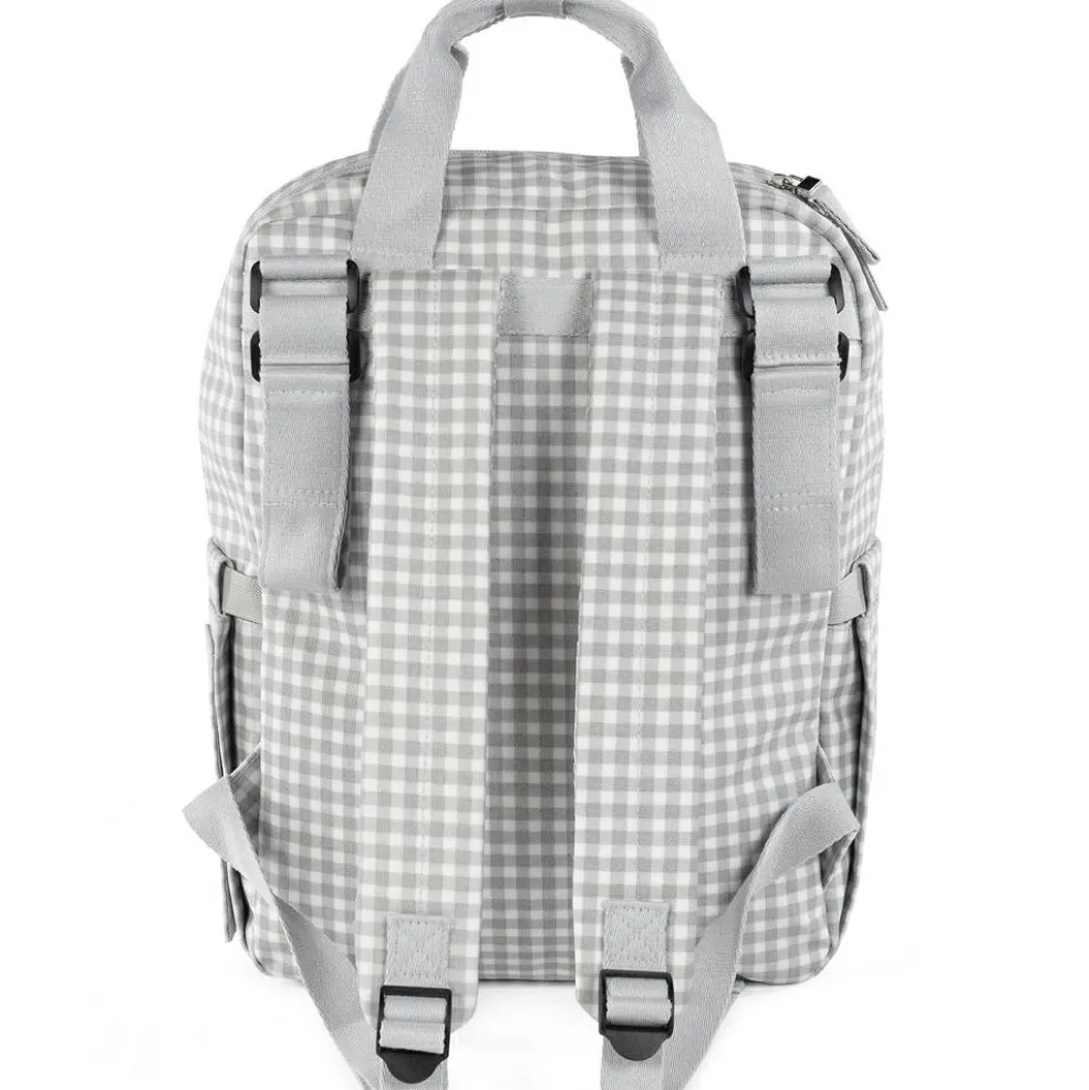 Sac à dos à langer I love vichy gris