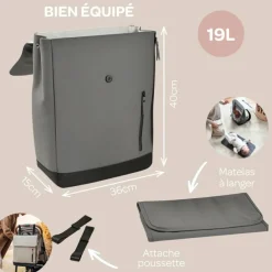 Sac à dos à langer Oslo gris