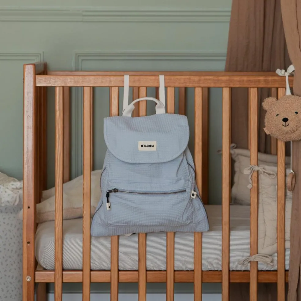 Sac à dos à langer évolutif nid d'abeille Bleu-Gris