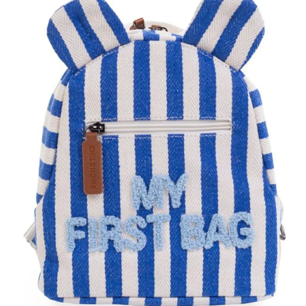 Sac à dos bébé My First Bag rayures bleu électrique-bleu clair