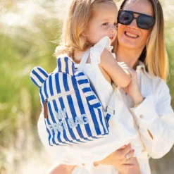 Sac à dos bébé My First Bag rayures bleu électrique-bleu clair