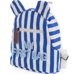 Sac à dos bébé My First Bag rayures bleu électrique-bleu clair