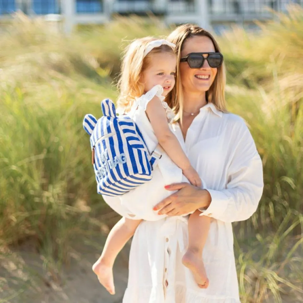 Sac à dos bébé My First Bag rayures bleu électrique-bleu clair