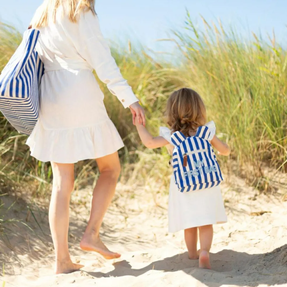 Sac à dos bébé My First Bag rayures bleu électrique-bleu clair
