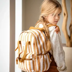 Sac à dos enfant à anses Rayures caramel