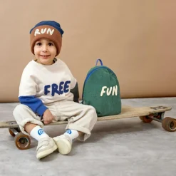 Sac à dos Little Gang velours Fun Ocean green