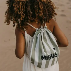 Sac à ficelles enfant rayures vert