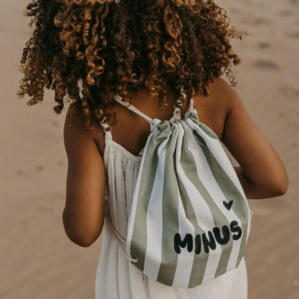 Sac à ficelles enfant rayures vert