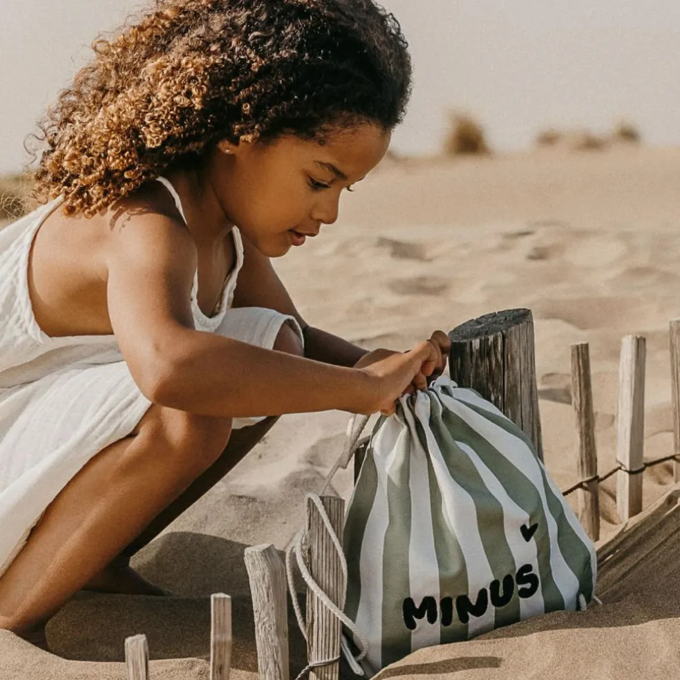 Sac à ficelles enfant rayures vert
