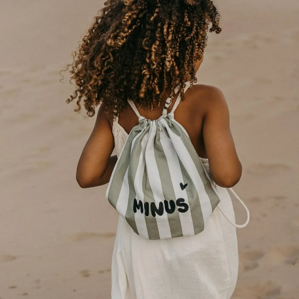 Sac à ficelles enfant rayures vert