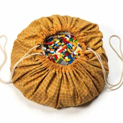 Sac à jouets 2 en 1 Noomad Original Organic Grid Mustard