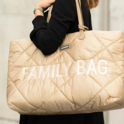 Sac à langer à anses Family bag matelassé beige