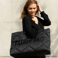 Sac à langer à anses Family bag matelassé noir