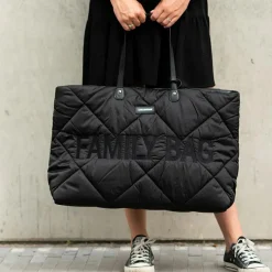 Sac à langer à anses Family bag matelassé noir