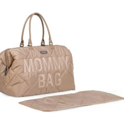 Sac à langer à anses Mommy bag matelassé beige