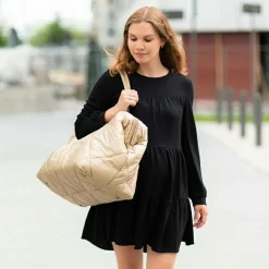 Sac à langer à anses Mommy bag matelassé beige