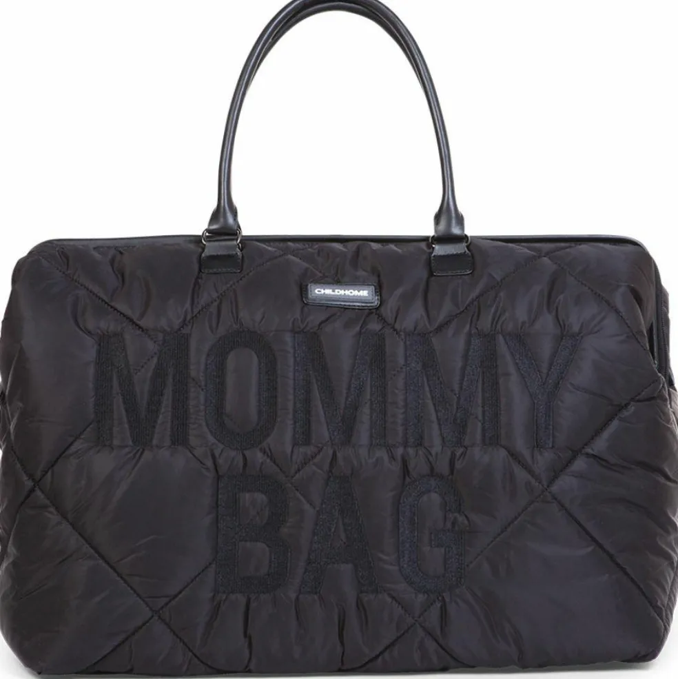 Sac à langer à anses Mommy bag matelassé noir
