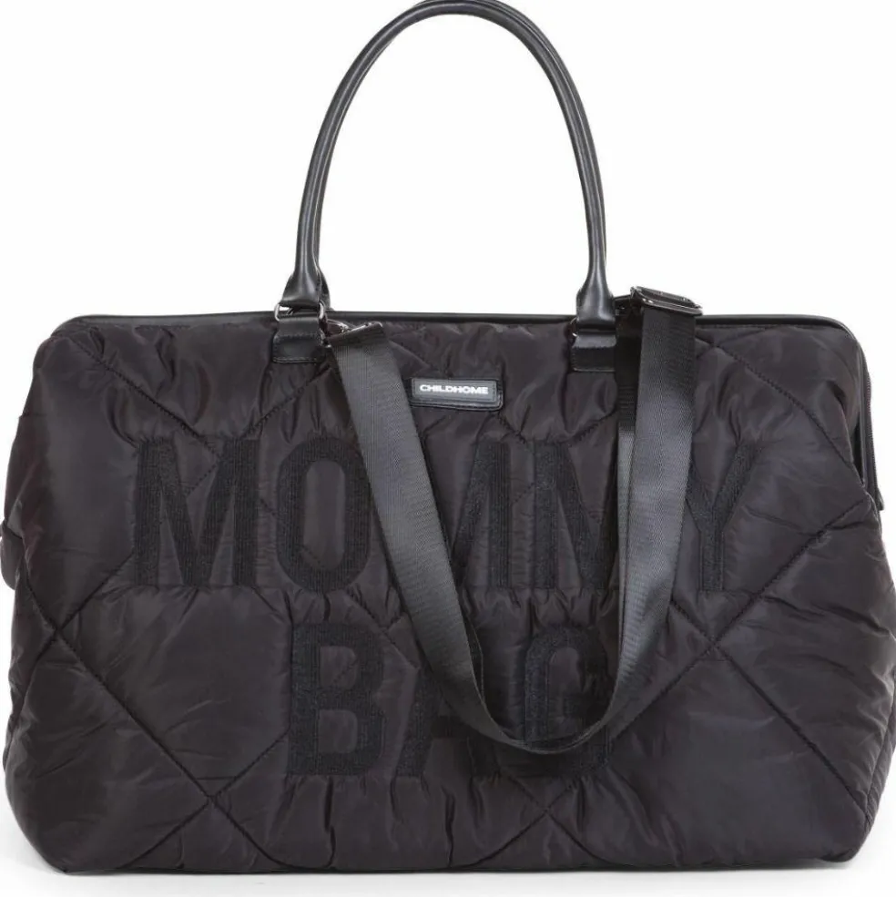 Sac à langer à anses Mommy bag matelassé noir