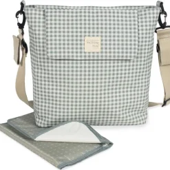 Sac à langer à bandoulière I Love Vichy vert