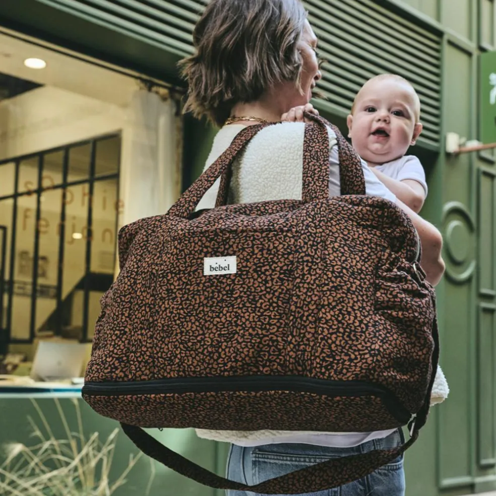 Sac à langer bandoulière 24/48h Léopard noir