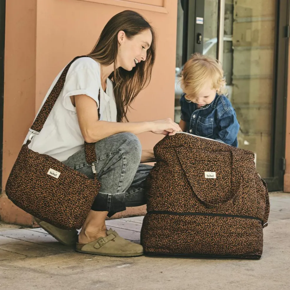 Sac à langer bandoulière 24/48h Léopard noir