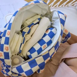 Sac à langer Comme un bonbon Romy damier bleu