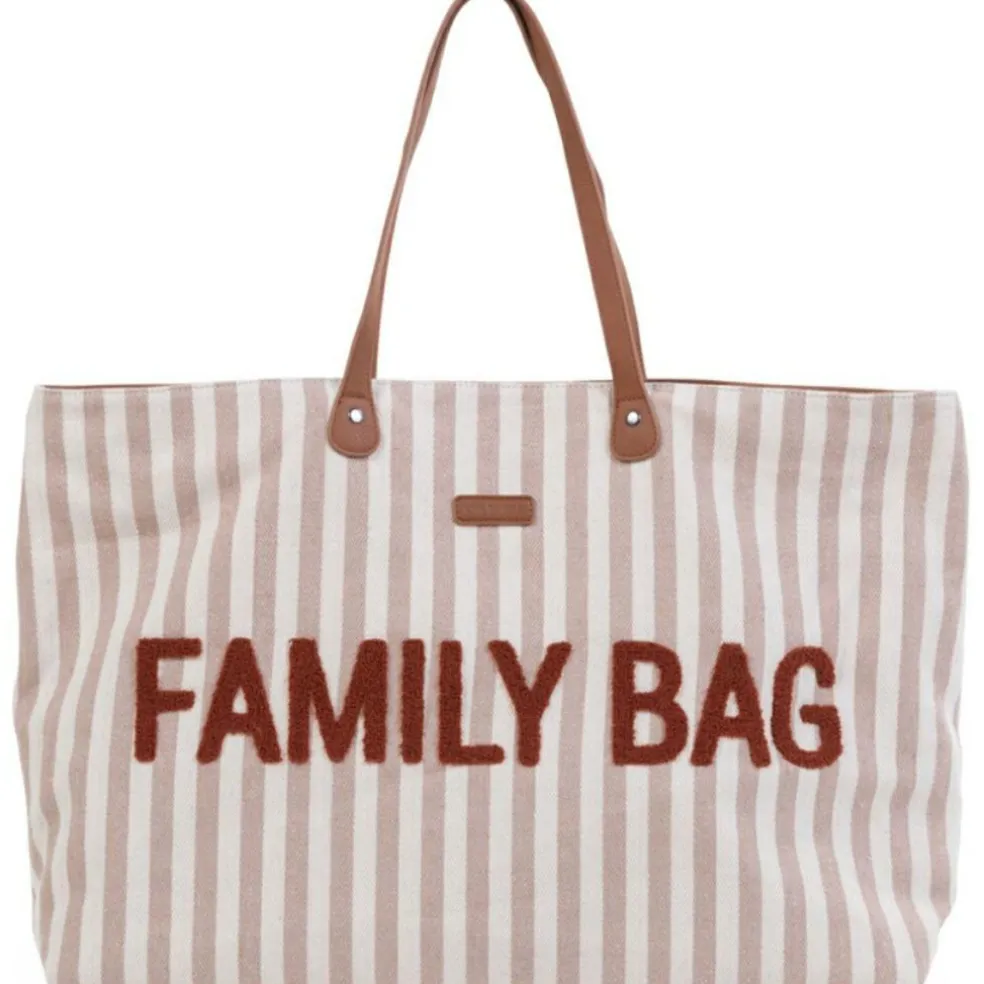 Sac à langer Family Bag rayures nude-terracotta