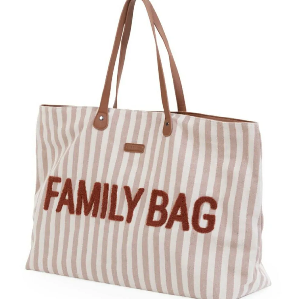 Sac à langer Family Bag rayures nude-terracotta