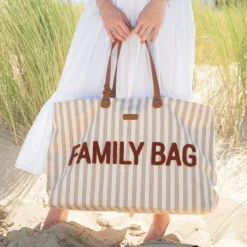 Sac à langer Family Bag rayures nude-terracotta