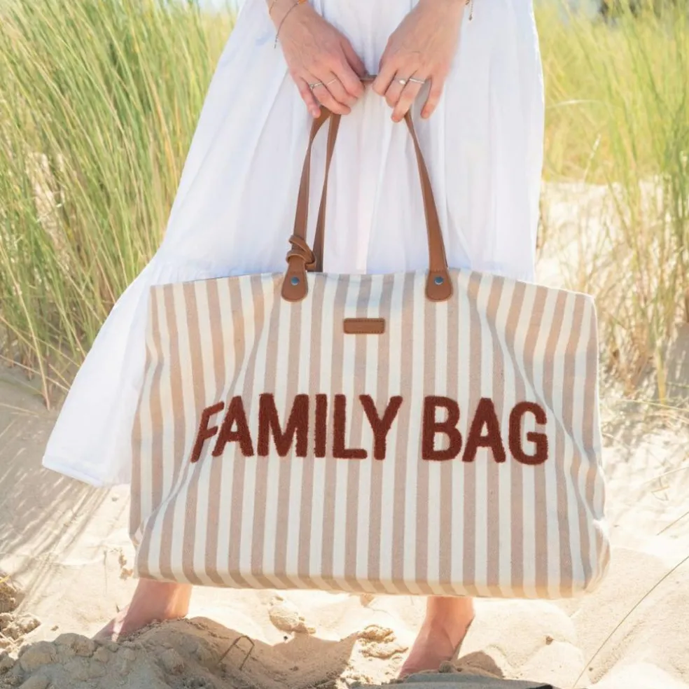 Sac à langer Family Bag rayures nude-terracotta