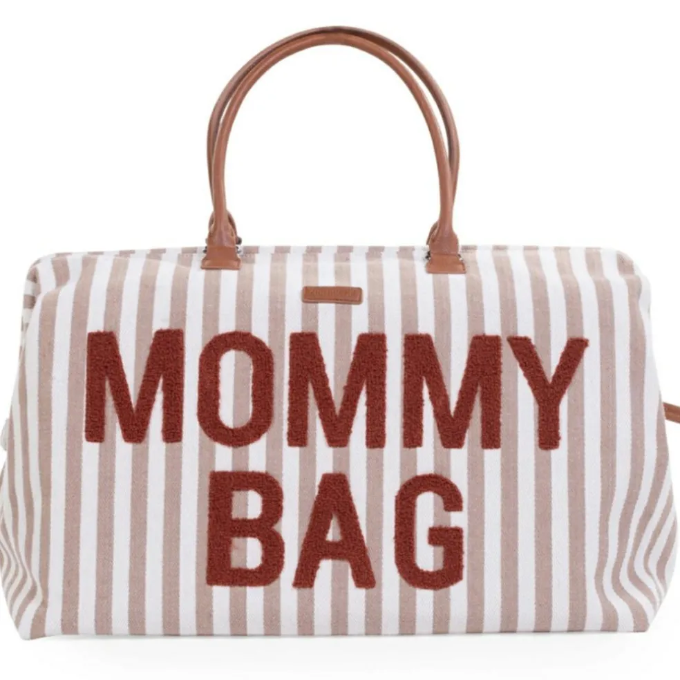 Sac à langer Mommy Bag rayures nude-terracotta