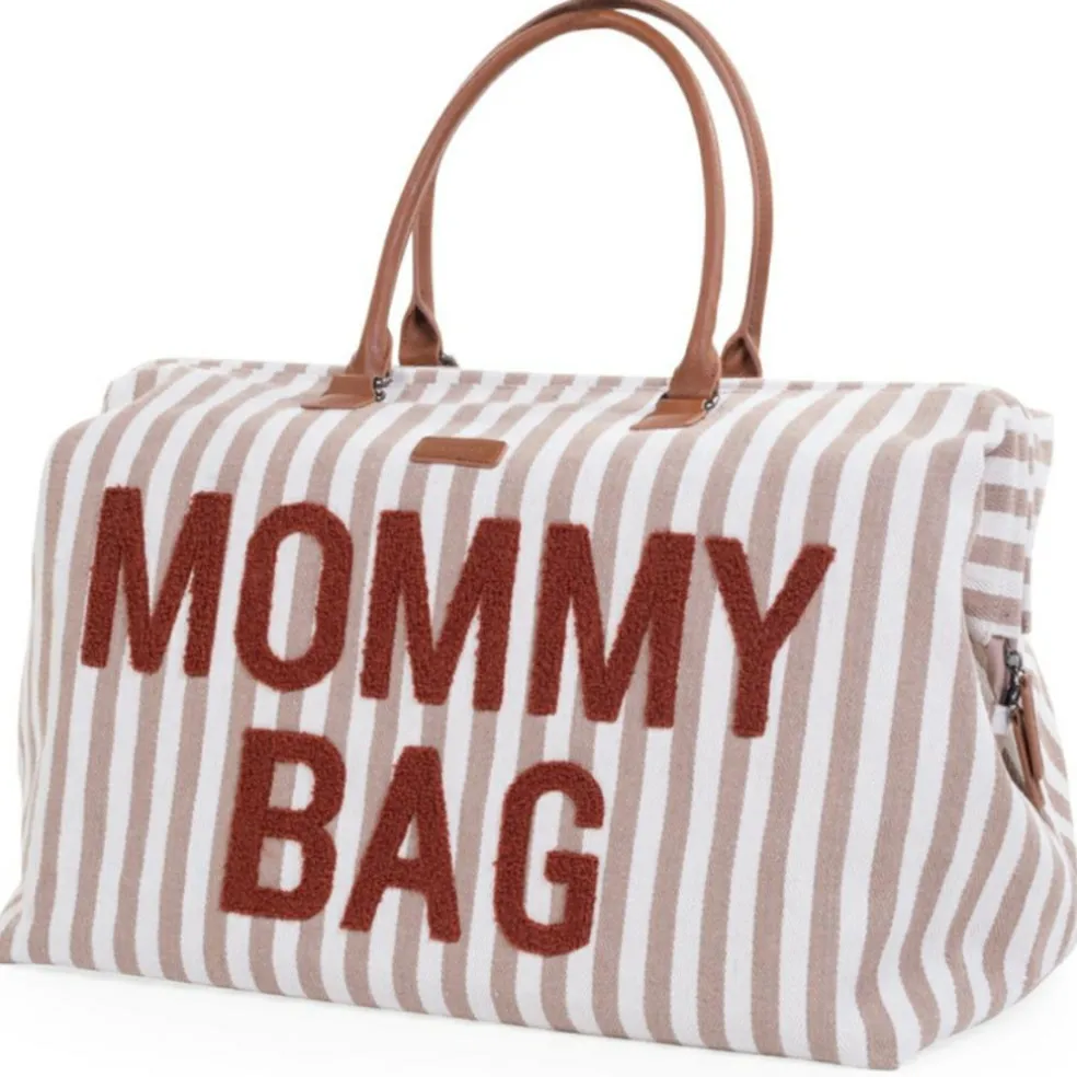 Sac à langer Mommy Bag rayures nude-terracotta