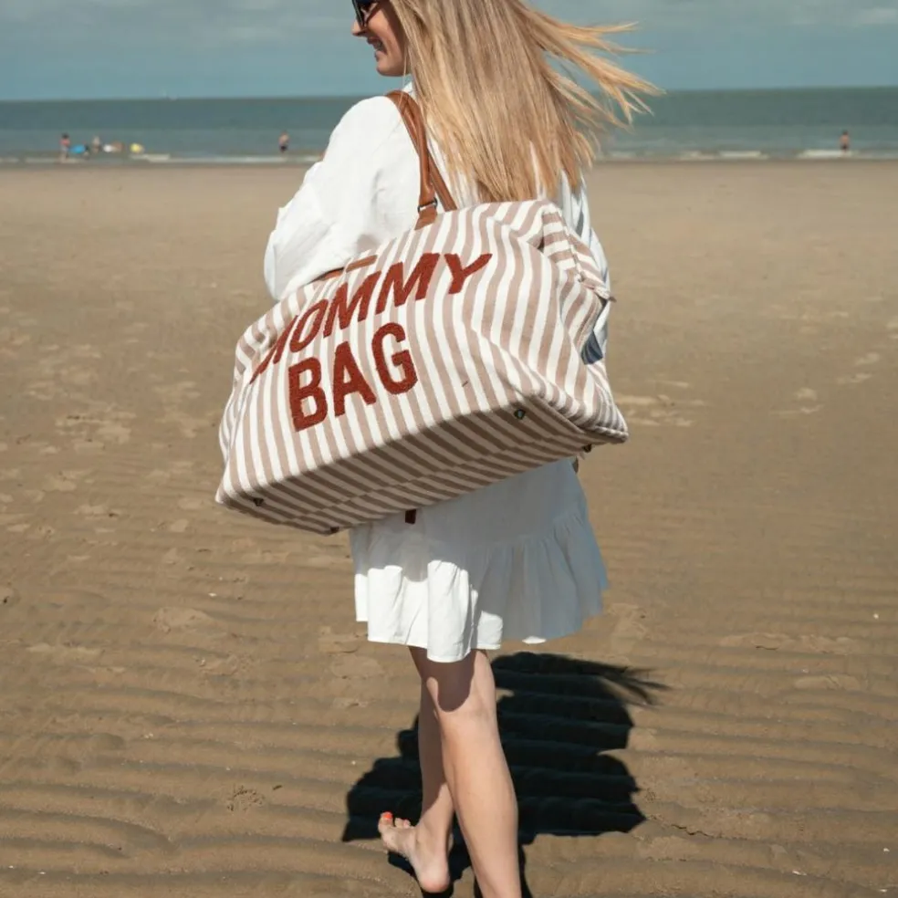 Sac à langer Mommy Bag rayures nude-terracotta