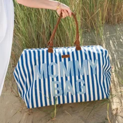 Sac à langer Mommy Bag rayures bleu électrique-bleu clair