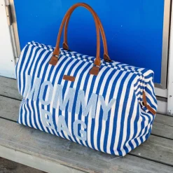 Sac à langer Mommy Bag rayures bleu électrique-bleu clair