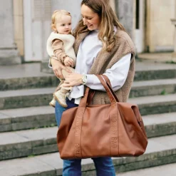Sac à langer Mommy Bag Signature Simili cuir marron foncé