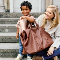 Sac à langer Mommy Bag Signature Simili cuir marron foncé