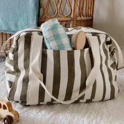 Sac à langer Raphaël rayé Olive-Greige