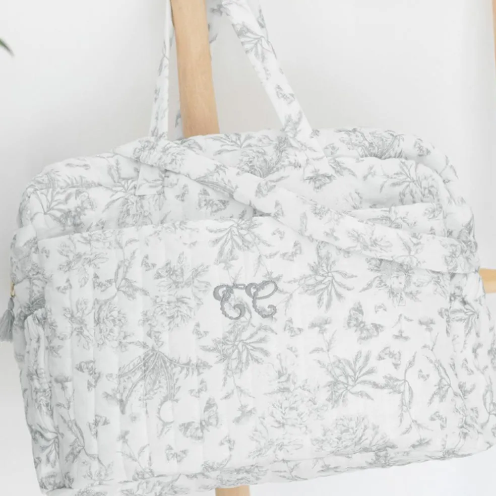 Sac à langer Toile de Jouy gris