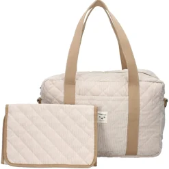 Sac à langer velours côtelé écru