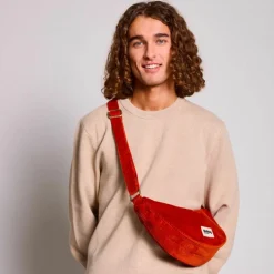 Sac banane Andrea Velours Brique