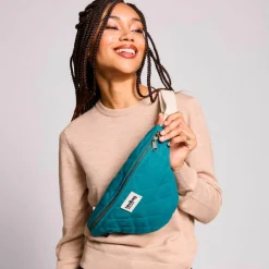 Sac banane Olivia matelassé Bleu Paon