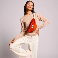 Sac banane Olivia Velours Brique