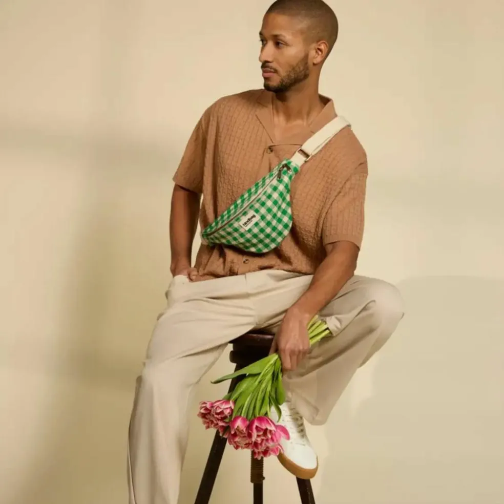 Sac banane Olivia Vichy Vert