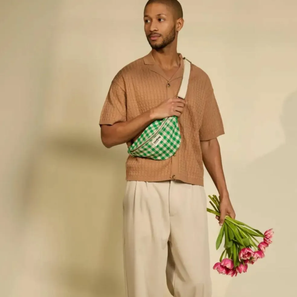 Sac banane Olivia Vichy Vert